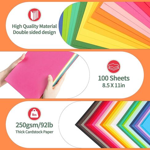 100 Sheets White Cardstock - 8.5 X 11 Inch 92lb/250gsm Heavy Weight Thick Card Stock Paper, Art Construction Paper for Printer, Cards Making, Invitations, Scrapbooking, DIY Crafts PAP19WH100 in Saudi Arabia