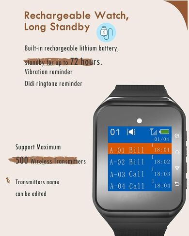 CallToU Wireless Caregiver Pager Call Button 500+Feet Nurse Alert System for Elderly Monitoring Waterproof Call Bell for Home 1 Receiver Wrist Pager 2 SOS Call Buttons in Kuwait