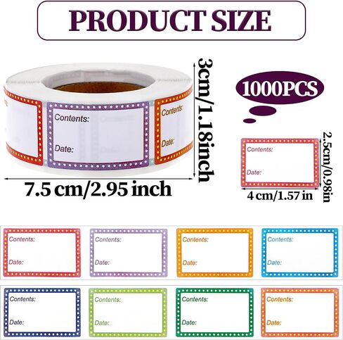 500 PCS Removable Freezer Labels, Food Date Labels Freezer Labels, Jam and Jelly Jar Blank Labels, Waterproof Oil Resistant Canning Labels Multicolor Easy-to-distinguish Freezer Paper Labels in Saudi Arabia