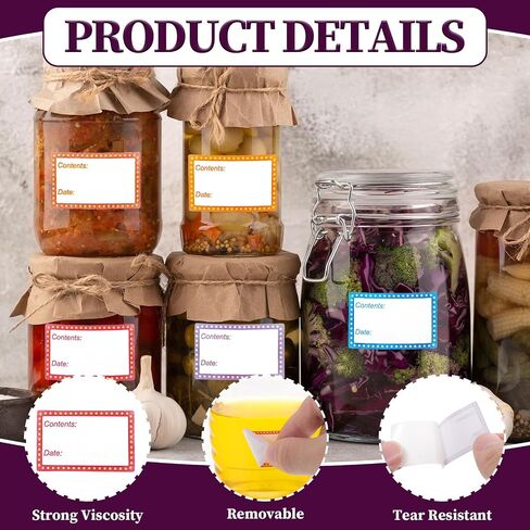 500 PCS Removable Freezer Labels, Food Date Labels Freezer Labels, Jam and Jelly Jar Blank Labels, Waterproof Oil Resistant Canning Labels Multicolor Easy-to-distinguish Freezer Paper Labels in Saudi Arabia