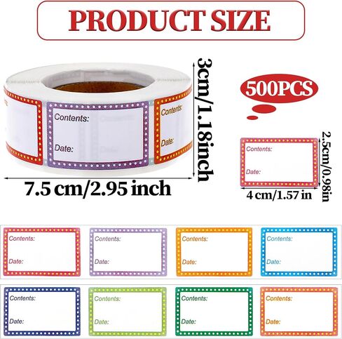 500 PCS Removable Freezer Labels, Food Date Labels Freezer Labels, Jam and Jelly Jar Blank Labels, Waterproof Oil Resistant Canning Labels Multicolor Easy-to-distinguish Freezer Paper Labels in Saudi Arabia