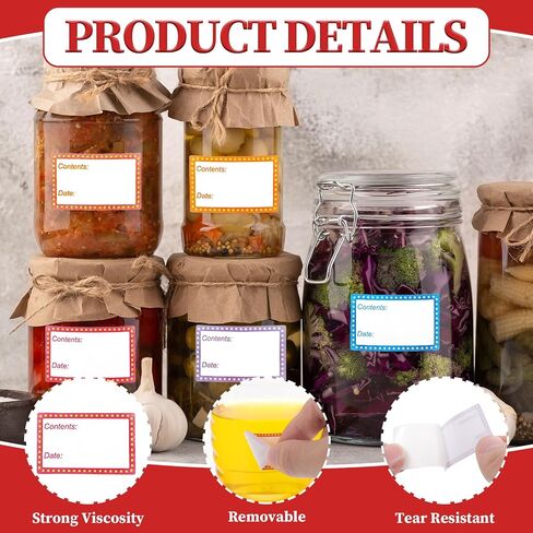 500 PCS Removable Freezer Labels, Food Date Labels Freezer Labels, Jam and Jelly Jar Blank Labels, Waterproof Oil Resistant Canning Labels Multicolor Easy-to-distinguish Freezer Paper Labels in Saudi Arabia