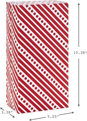 Hallmark Red and White Stripe Party Favor and Wrapped Treat Bags with Gift Tag Stickers (30 Bags, 30 Labels) for Christmas, Valentines Day, Birthdays, May Day, Care Packages and More in Saudi Arabia