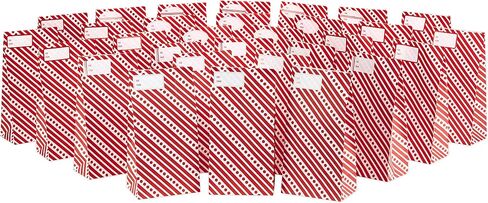 Hallmark Red and White Stripe Party Favor and Wrapped Treat Bags with Gift Tag Stickers (30 Bags, 30 Labels) for Christmas, Valentines Day, Birthdays, May Day, Care Packages and More in Saudi Arabia