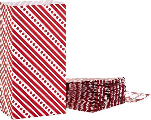 Hallmark Red and White Stripe Party Favor and Wrapped Treat Bags with Gift Tag Stickers (30 Bags, 30 Labels) for Christmas, Valentines Day, Birthdays, May Day, Care Packages and More in Saudi Arabia