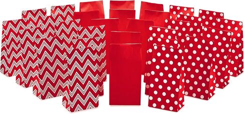 Hallmark Red and White Stripe Party Favor and Wrapped Treat Bags with Gift Tag Stickers (30 Bags, 30 Labels) for Christmas, Valentines Day, Birthdays, May Day, Care Packages and More in Saudi Arabia