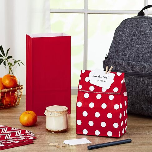 Hallmark Red and White Stripe Party Favor and Wrapped Treat Bags with Gift Tag Stickers (30 Bags, 30 Labels) for Christmas, Valentines Day, Birthdays, May Day, Care Packages and More in Saudi Arabia