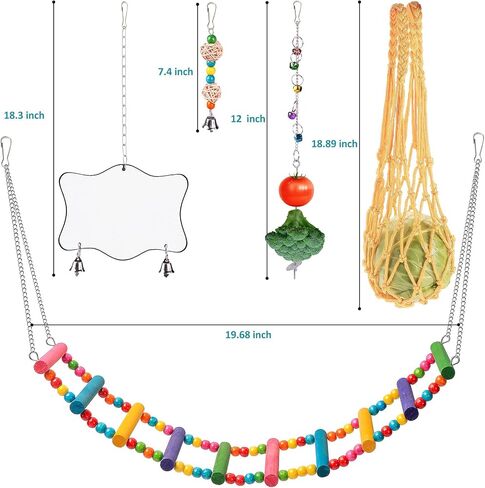 Chicken Toys for Coop 9PCS- Chicken Xylophone, Chicken Swing, Chicken Mirror, Chicken Flexible Ladder, Chicken Vegetable String Bag and Hanging Feeder in Kuwait