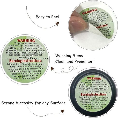 1000 PCS Candle Warning Labels, 1.5inch Round Candle Safety Labels Sticker for Candle Making DIY Candle Jars (Black) in Kuwait