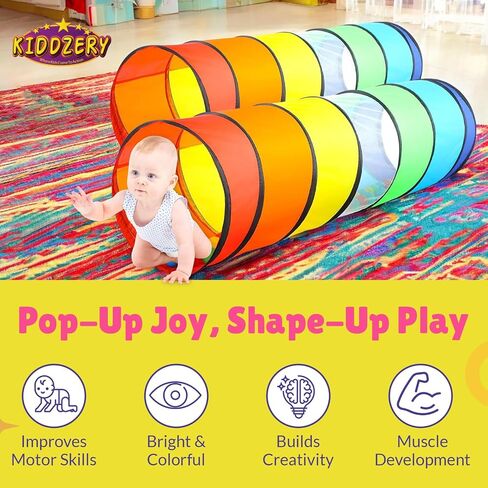 Kids Play Tunnel Set for Toddlers for Indoor and Outdoor Fun | Pop-Up Crawl Tunnel for Babies, Toddlers, and Pets | Easy to Set Up, Store, and Transport | Durable and Breathable in Kuwait