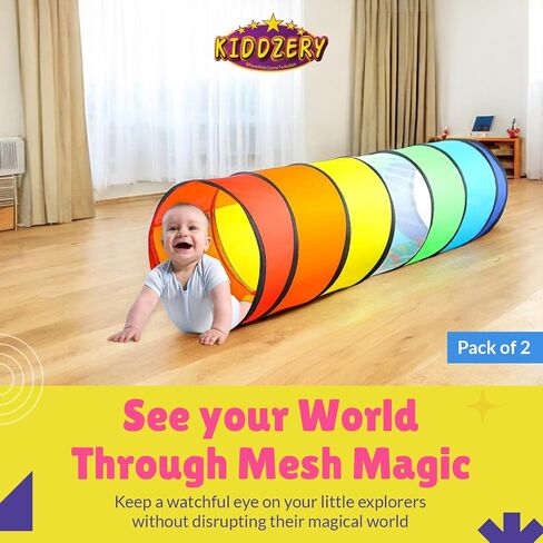 Kids Play Tunnel Set for Toddlers for Indoor and Outdoor Fun | Pop-Up Crawl Tunnel for Babies, Toddlers, and Pets | Easy to Set Up, Store, and Transport | Durable and Breathable in Kuwait
