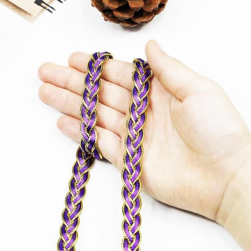 Gimp Braid Trim 9.5 Yards 12mm/0.47in Purple Braid Trim Fabric Decorative Webbing for All Kinds of Sewn Garments, Curtains,Lampshade, Sofa DIY Sewing and Crafting (Purple) in Saudi Arabia