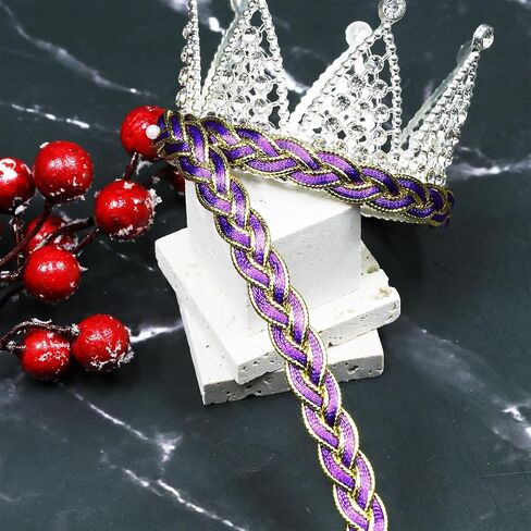 Gimp Braid Trim 9.5 Yards 12mm/0.47in Purple Braid Trim Fabric Decorative Webbing for All Kinds of Sewn Garments, Curtains,Lampshade, Sofa DIY Sewing and Crafting (Purple) in Saudi Arabia