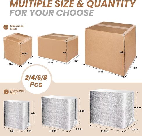 2 Pack Insulated Shipping Boxes with Aluminum Foil Liner,Thermal Insulation Cold Pack Shipping Boxes for Frozen, Reusable Styrofoam Cooler Box, Small Mailing Box, 6’’X5’’X9’’ in Kuwait