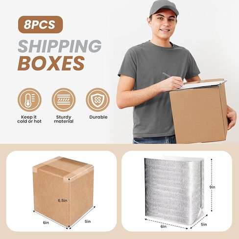 2 Pack Insulated Shipping Boxes with Aluminum Foil Liner,Thermal Insulation Cold Pack Shipping Boxes for Frozen, Reusable Styrofoam Cooler Box, Small Mailing Box, 6’’X5’’X9’’ in Kuwait
