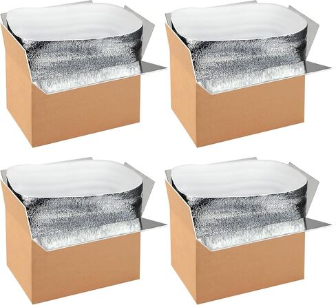 2 Pack Insulated Shipping Boxes with Aluminum Foil Liner,Thermal Insulation Cold Pack Shipping Boxes for Frozen, Reusable Styrofoam Cooler Box, Small Mailing Box, 6’’X5’’X9’’ in Kuwait