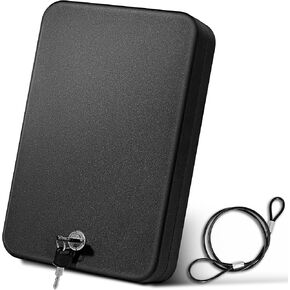 Car Portable Gun Safe for Handgun and Valuables, Pistol Safe, Handgun Lock Box for Car, 9.4" x6.6" x1.8",Black