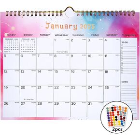 2025-2026 Wall Calendar - Includes Jan 2025 to June 2026, 18-Month Paper Wall Calendar 11 x 8.5 Inches.Thick Paper with Julian Dates and Block for New Year and Christmas Holidays To-dos ＆ Notes (A)