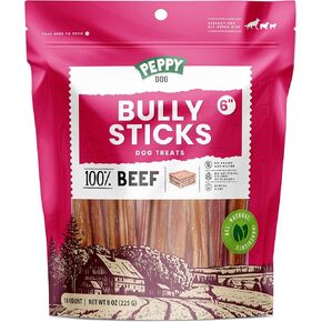 Bully Sticks for Dogs 20 Count (Pack of 1) 6 inch | Premium Beef Pizzle | 100% Beef Dog Treats | Bully Pizzle | All Natural Dog Chews | Beef Snaks for Dog | Bully Sticks Easy to Digest