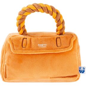 Barkin Bag Interactive Dog Toy - Handbag Plush Designer Tug Rope Toy - Cute Durable Parody Birthday Gift for Puppy - Squeaker Stimulating Enrichment for Aggressive Chewer - Teething Essential