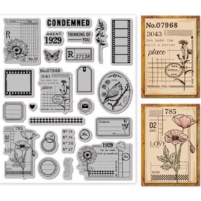 GLOBLELAND Art Journal Background Cling Rubber Stamp Art Journal Cling Mount Stamp Script Stamps Script Stamps for Card Making and Photo Album Decor Decoration and DIY Scrapbooking 8.66×7.09inch