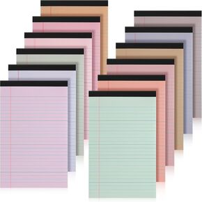 Fuutreo 12 Pcs 5" x 8" Legal Pad Writing Notepads 50 Sheets Small Legal Pad Narrow Ruled Multiple Color Lined Paper for School College Office Supplies Work (Earthy Colors)