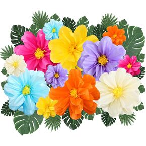 Watersay 42 Tissue Paper Flowers Faux Palm Leaves,Bright,Multi-Layer in Saudi Arabia