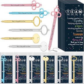 Team Appreciation Gifts Include Inspirational Key Shape Rollerball Pen Teammate Appreciation Card Employee Appreciations Gifts for Staff Coworker Office Stationery Supplies (36 Sets)