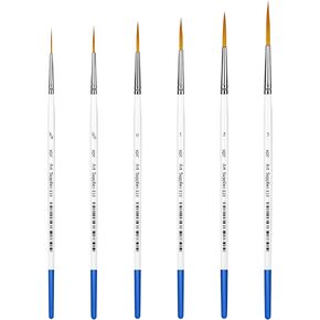 XDT#830 Rigger Artist Paint Brush 6 Piece Set Extra Long Fine Point Liner Tip #000#00#0#1#2#3, Scale Models Nail Acrylic Oil Watercolor