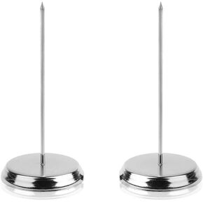 BCP 2pcs Silver Color Desk Straight Rod Paper Holder Spike Stick Receipts Check Bill Fork, 5-3/4inches