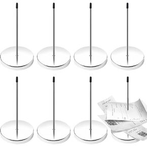 8 PCS Desk Receipt Holder Stainless Steel Receipt Spike 5.5 Inch Check Spindle Black Ticket Stabber for Restaurant (Black)