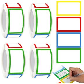 1000Pcs Adhesive Name Tag Labels Stickers, BetterJonny 25 x 45mm Colored Blank Name Tag Category Tags Category Tag Stickers with Strong Adhesion for Office School and Home(4 Colors)