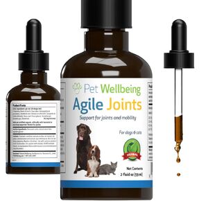 Pet Wellbeing - Agile Joints for Cats - Natural Support for Joint Mobility & Ease of Movement in Felines - 2oz (59ml.)