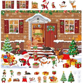 Christmas Felt Story Board Set 3.4FT Felt Gingerbread House Wall with 31 Pcs Detachable Ornaments Wall Decor Christmas Gingerbread House Crafts Kits for Holiday Xmas Party Favors