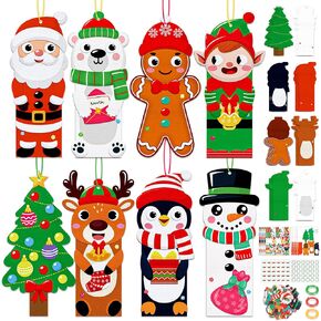 32 Sets Christmas Crafts for Kids DIY Bookmarks Kits Xmas Winter Party Favor Ages 4-8 Classroom Activities Bulk