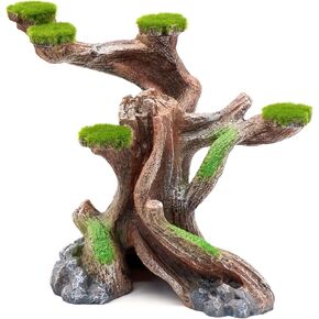 relaqcc Reptile Decor Aquarium Decorations Artificial Moss Resin Fish Tank Rocks Simulation Hollow Tree Leopard Gecko Trunk Accessories Aquarium View(Small) in Kuwait