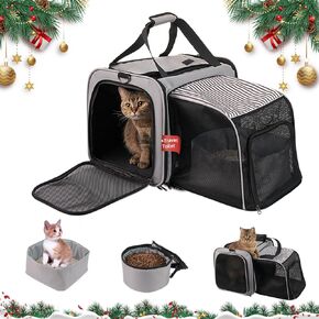 Cat Carrier with Litter Box- INRLKIT Portable Soft-Sided Cat Carrier with Litter Box, Expandable Cat Carrier for Cats Up to 20 lb to Camping, Hiking Long Distance Road Trip Travel (Blue)