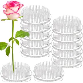 WUWEOT 12 Pack Plastic Flower Frog Pin Holder, 2.7" Clear Ikebana Kenzan Floral Arrangement, Japanese Round Flower Fixed Tools