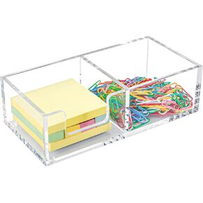 Acrylic Sticky Note Holder 2in1 Memo Holder for Desk Organization Office Home School Post Note Dispenser for 3x3 Note Pad Holder(DP002)