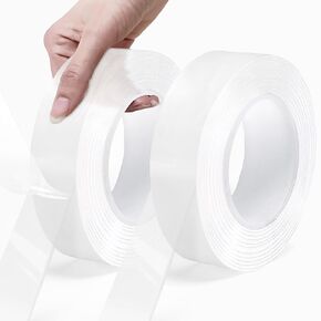 Valley'sYuMiao 2Rolls, Nano Double Sided Mountinging Tape, Adhesive-self Heavy Duty Tape, 2 Sides Sticky Tack Tape for Painted Walls AC Hanging Clear, 0.6in×10fts, 20fts Total Long