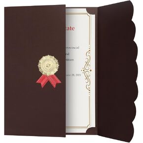 5 Pack Tri Fold Certificate Holder Diploma Cover Award Holder Document Cover Graduation Cover for A4 Letter-Sized Awards Certificates Graduation Supplies Graduation Gift Anniversary Gold Foil Red Bow
