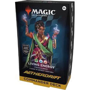 Magic: The Gathering Aetherdrift Commander Deck - الطاقة الحية (مجموعة مكونة من 100 بطاقة، حزمة عينة معززة لجامع البطاقات مكونة من بطاقتين + ملحقات)