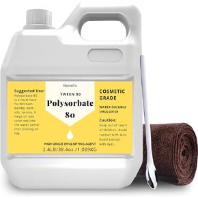 38.4 oz Polysorbate 80 for Bath Bombs, Premium Polysorbate 80 (Sorbitan Oleate) Liquid, 100% Pure, Cosmetics Grade, Gentle on Skin, Suitable for Making Lotions, Shampoos, Body Washes and More
