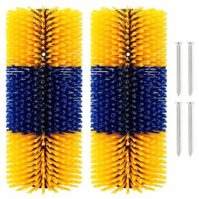 Livestock Scratch Brush, Cattle Brush Relieves Itching and Cleansing Massage Brush Kit, Cattle Supplies Suitable for Cows, Horses, Sheep & Pigs with 2 Screws（Yellow）