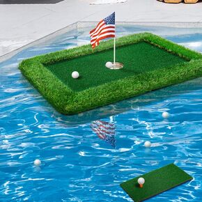 PLBBJHFloating Golf Green for Pool, Various Sizes (35"x24"/47"x35"/63"x47") to Suit Your Needs, Floating Chipping Green-Ideal for 2-4 Golfers Competing and Improving Skills in Outdoor and Pool Games