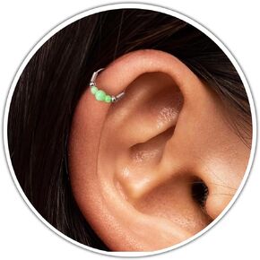 Silver Cartilage Earrings - Tiny 8mm And Thin 24 Guage Helix Rings - 2mm-3mm Blue Opals – 925 Sterling Silver Helix Piercing Jewelry