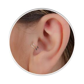 Silver Double Tragus Ring Hoop - 925 Sterling Silver Tragus Piercing - 20 Gauge Tragus Rings - Silver Tragus Jewelry Rings