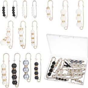 14Pcs Brooch Pins for Women Fashion, Safety Pins Decorative Safety Pins for Clothing, Pearl Brooches Pins 5 Style, Artificial Pearls Brooch Elegant Pearl Cardigan Collar Brooch Clips Women