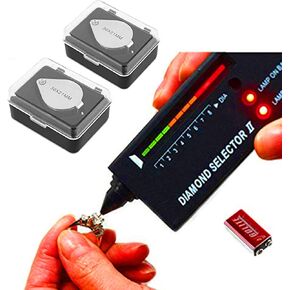 Molo High Accuracy Professional Diamond Tester and 2pc 30X Magnifying Glasses Jeweler’Stool Kit Combo,for Novice and Expert - Diamond Selector II 9V Battery Included(Diamond Testers+)