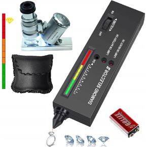 High Accuracy Diamond Tester＋60X Mini LED Magnifying,Diamond Tester Pen,Jewelry Diamond Tester,Professional Diamond Selector for Novice and Expert, Thermal Conductivity Meter